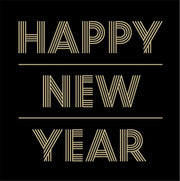 J-Line Pak 20 Servetten Happy Newyear Papier Zwart/Goud Small