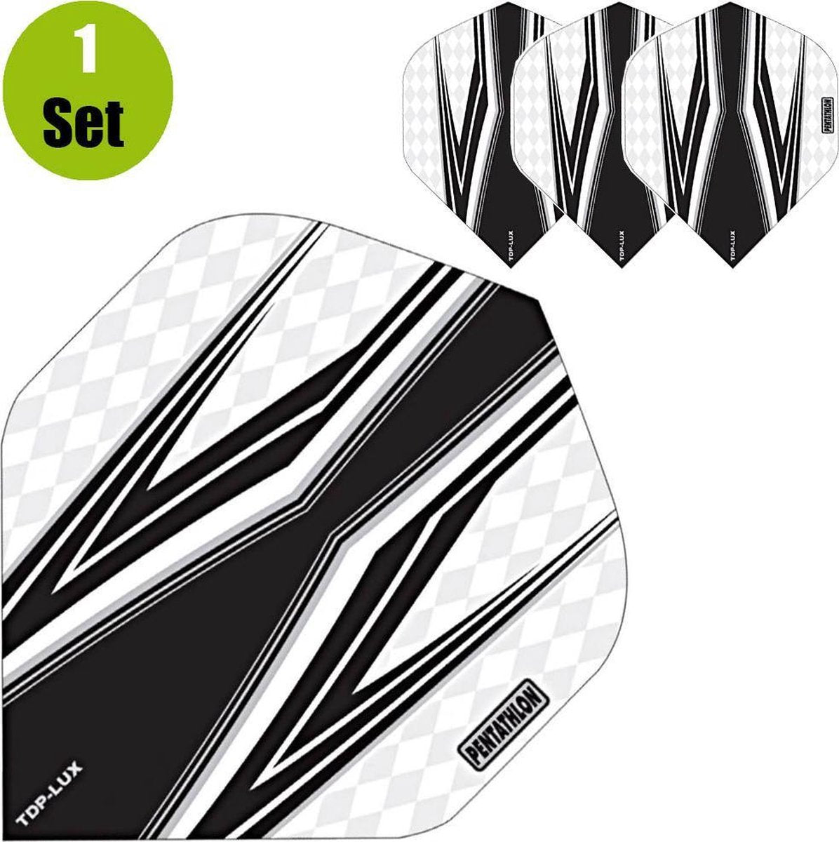 Pentathlon TDP Lux Vision Black Dartflights - Wit- ()