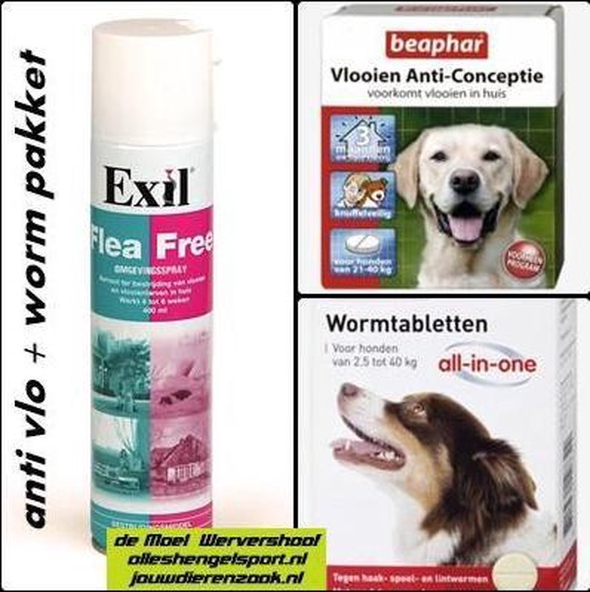 vlooien en wormen pakket hond van 21 tot  40 kg.