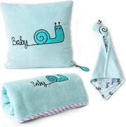 Milk&Moo BabySlak Baby Dekentje - Inclusief Babykussen en Knuffeldoekje - Blauw - Jongen