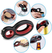 HMerch™ 6-in-1 Allesopener - Potopener - Dekselopener - Multifunctionele opener - Flesopener - Blikopener - Reuma Hulp - Rood / Zwart