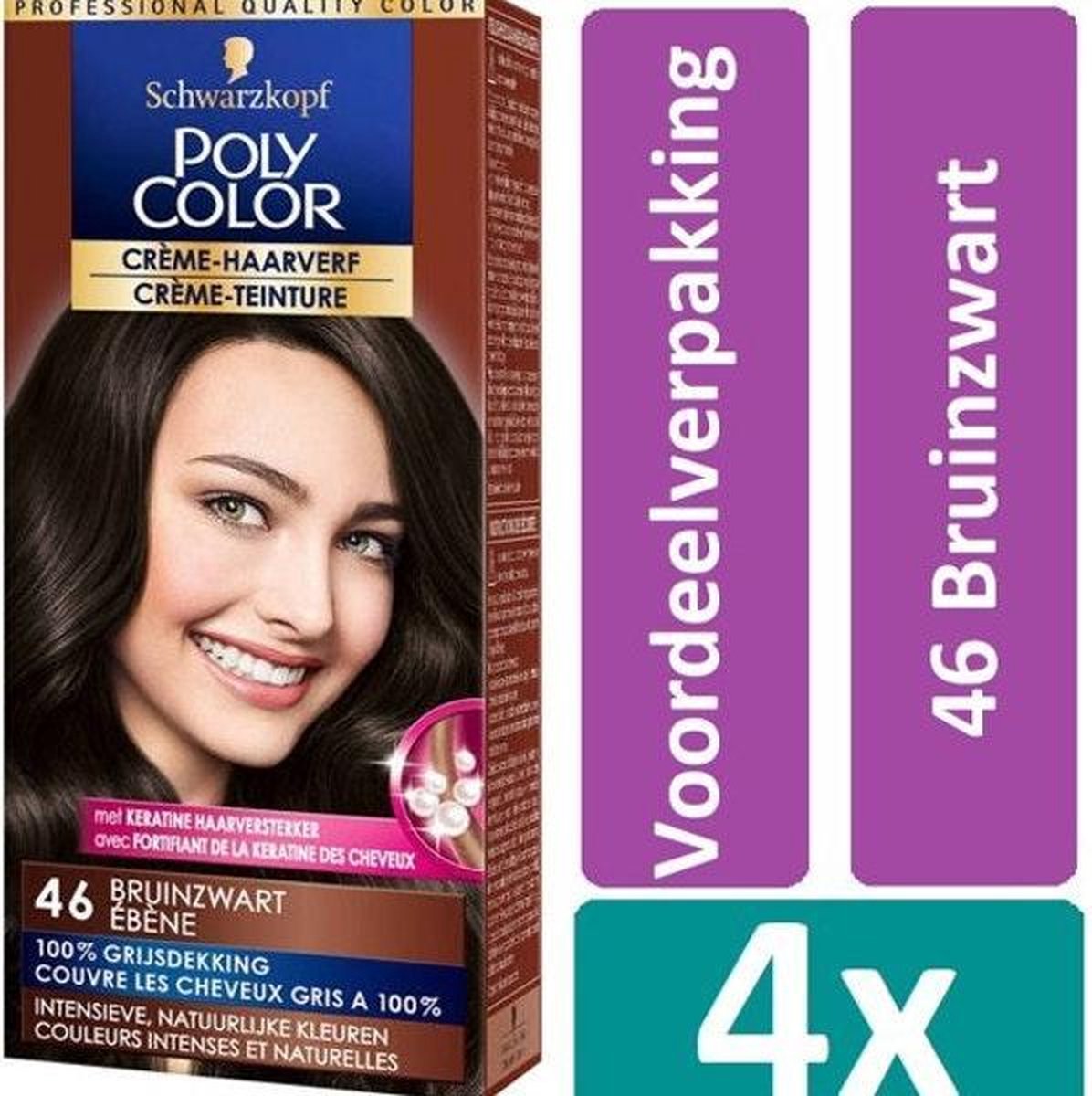 Poly Color 46 Bruinzwart Haarverf 4 stuks Voordeelverpakking