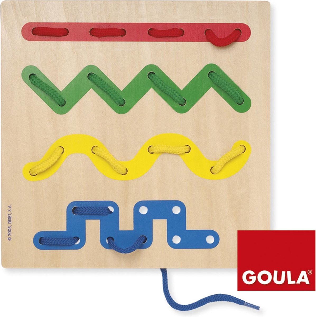 Goula Rijgspel hout gekleurde lijnen