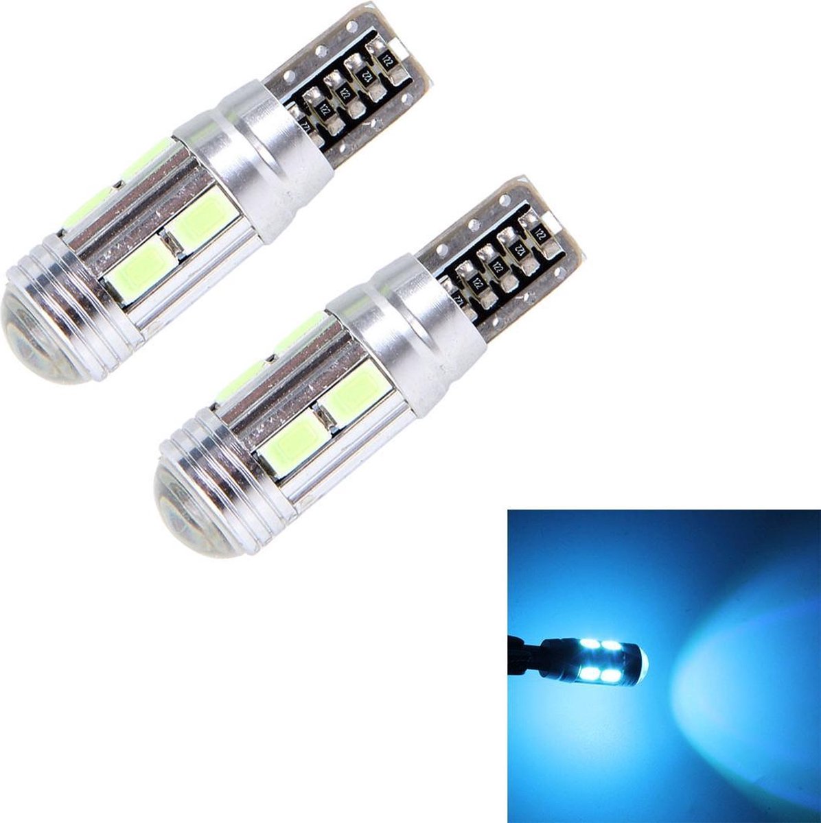 2 STKS T10 6 W Ijsblauw Licht 10 SMD 5630 LED Foutloze Canbus Auto-opruimingslichten Lamp