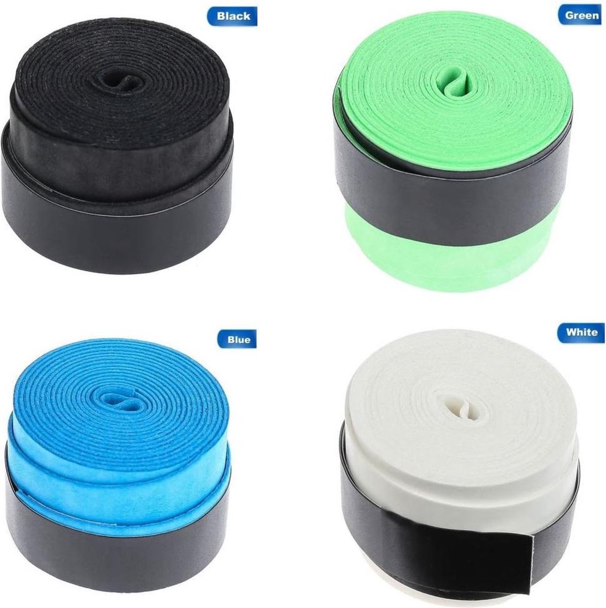Tennis 4 diverse kleuren (over)grip tijdelijk 2+2! - Racket overgrip - Tennisgrip - Softgrip - Absorberende overgrip - Tennis - Soft - Extra grip - 4 Stuks - Sporttape - Extra dempend
