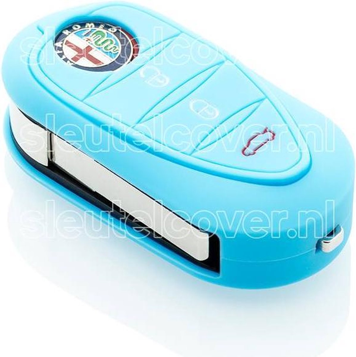 Alfa Romeo SleutelCover - Lichtblauw / Silicone sleutelhoesje / beschermhoesje autosleutel