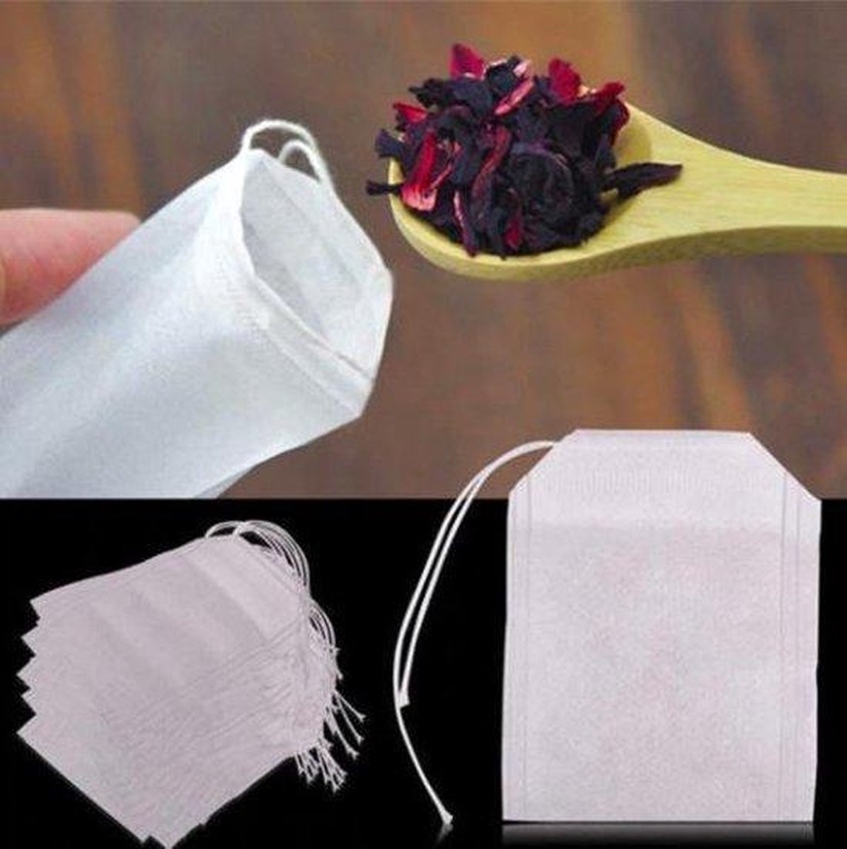 100x Lege thee zakjes | 5 x 7 cm | Theefilter papier | Losse Thee zakjes | Kruidenthee Lege Theezakjes - Theefilter papier - Theezeef - Teabag - Theefilters - Witte papieren filter - Mangry