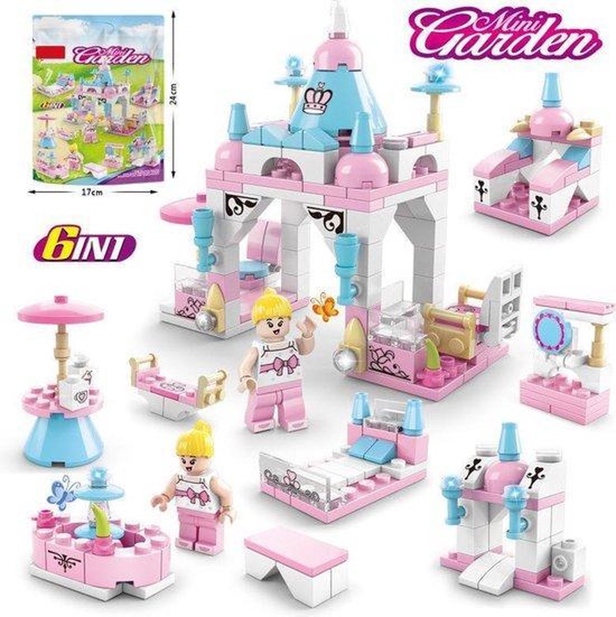 Brickzz | 6 in 1 Prinsessen Kasteel - Meiden - Girls - Geschikt voor LEGO - Compatibel met LEGO Friends - 131 Bouwstenen