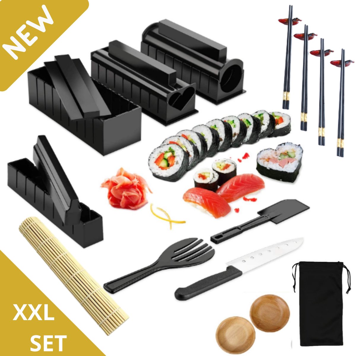 W&Z Sushi Maker Set - Zelf Sushi maken Set - All in One Sushi Kit - Sushi Mat - 13 delig