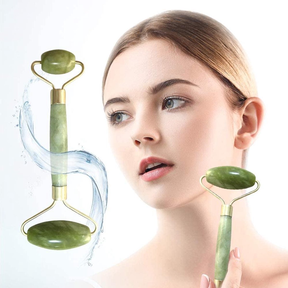 Doodadeals® Luxe Face Roller – Gezichtsroller Jade – Jade Roller Gezichtsmassage Roller – Jade Roller Gezicht – Groen