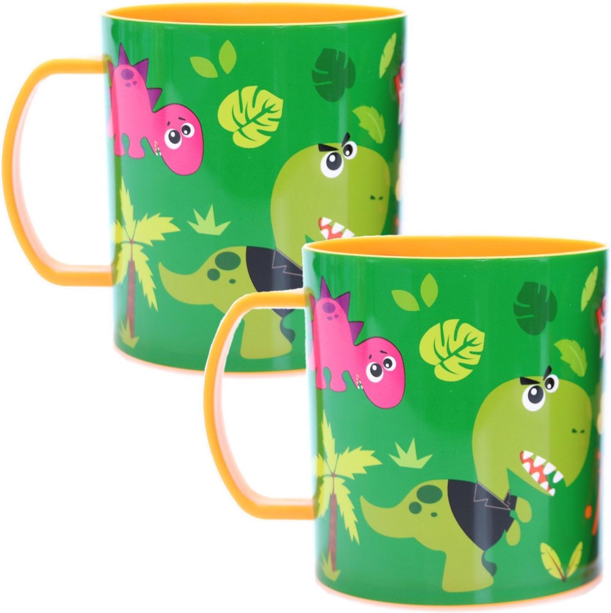 Drinkbeker 2 stuks Dino | drinkmok jongens | voor magnetron 350ml DM03a