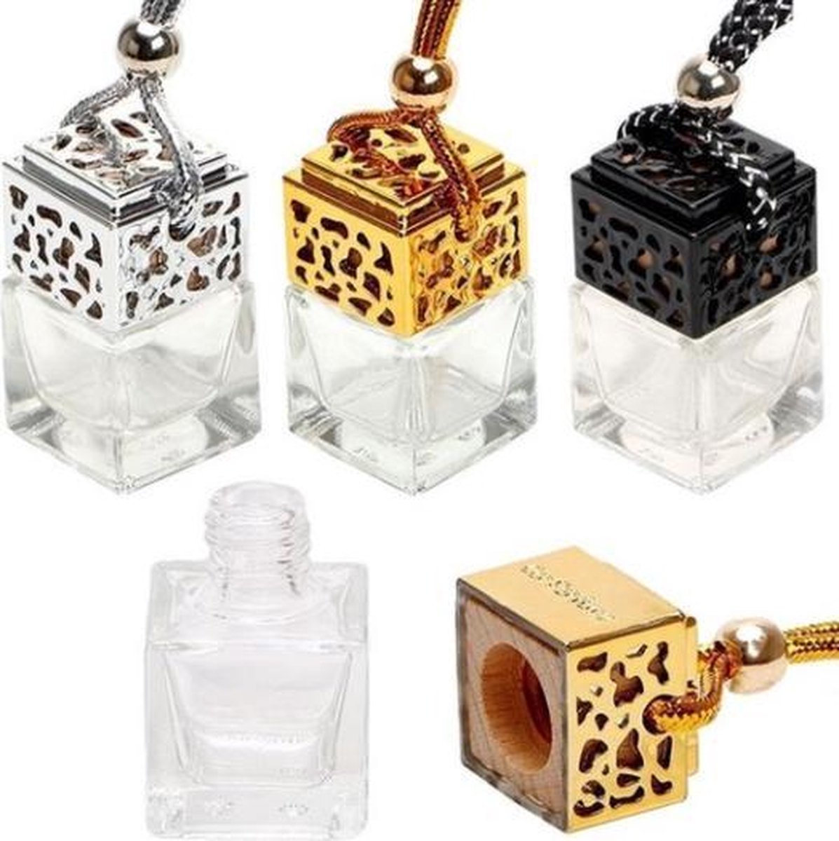 Auto Parfum | Geurverfrisser zondervulling - Luchtverfrisser | Auto accessoires | CarPerfume | Car Perfume | Luchtverfrisser | New Car | Auto verfrisser | 3 Stuks - goud – zilver – zwart | Leeg