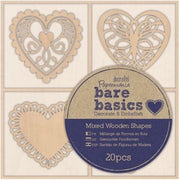 Houten vormen(20  stuks) - Bare Basics - Filigraan Hartjes