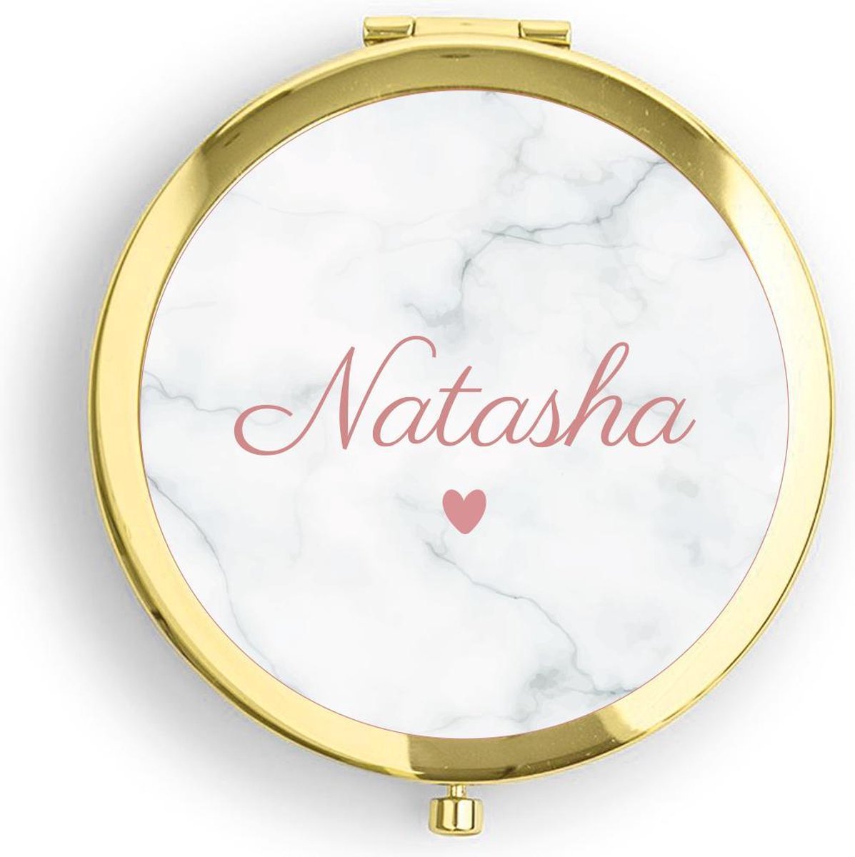 Gouden Make-up spiegel -  Gepersonaliseerd cadeau met naam  - Marmer - spiegeltje - cadeau vrouw - verjaardag