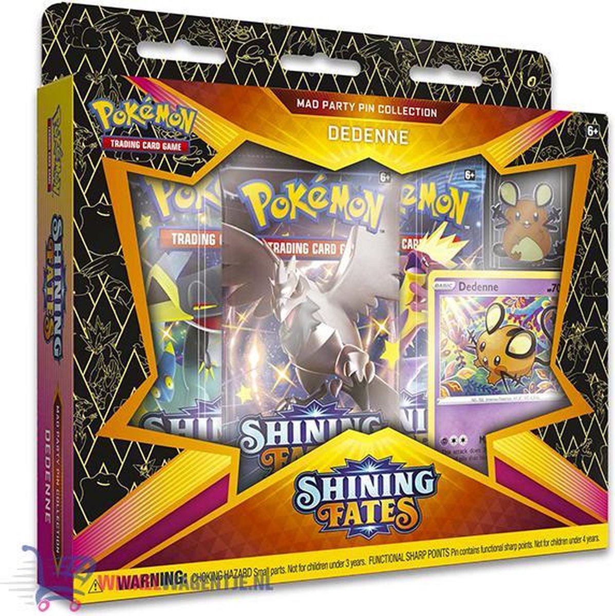 Pokémon Kaarten Shining Fates Mad Party Pin Collection Dedenne| Pokemon Kaarten Opbergdoos | Speelgoed Verzamelkaarten voor kinderen | pokemon kaarten booster box | pokemon speelgoed | pokemon boosterbox