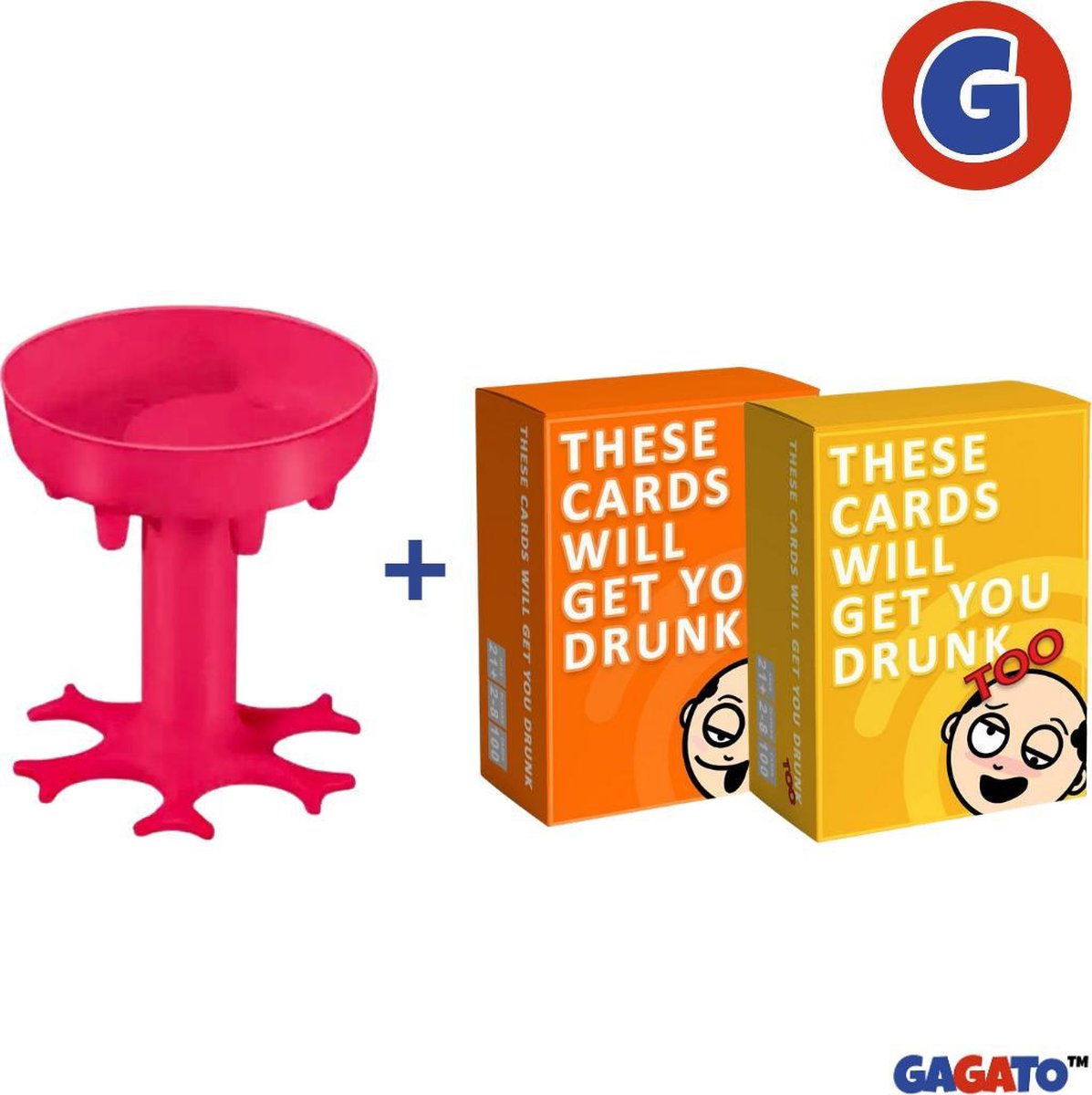 Set van 2 stuks - Drankspel - These Cards Will Get You Drunk & These Cards Will Get You Drunk Too - Kaartspel - Set Kaarten – Inclusief Shot Dispenser Roze