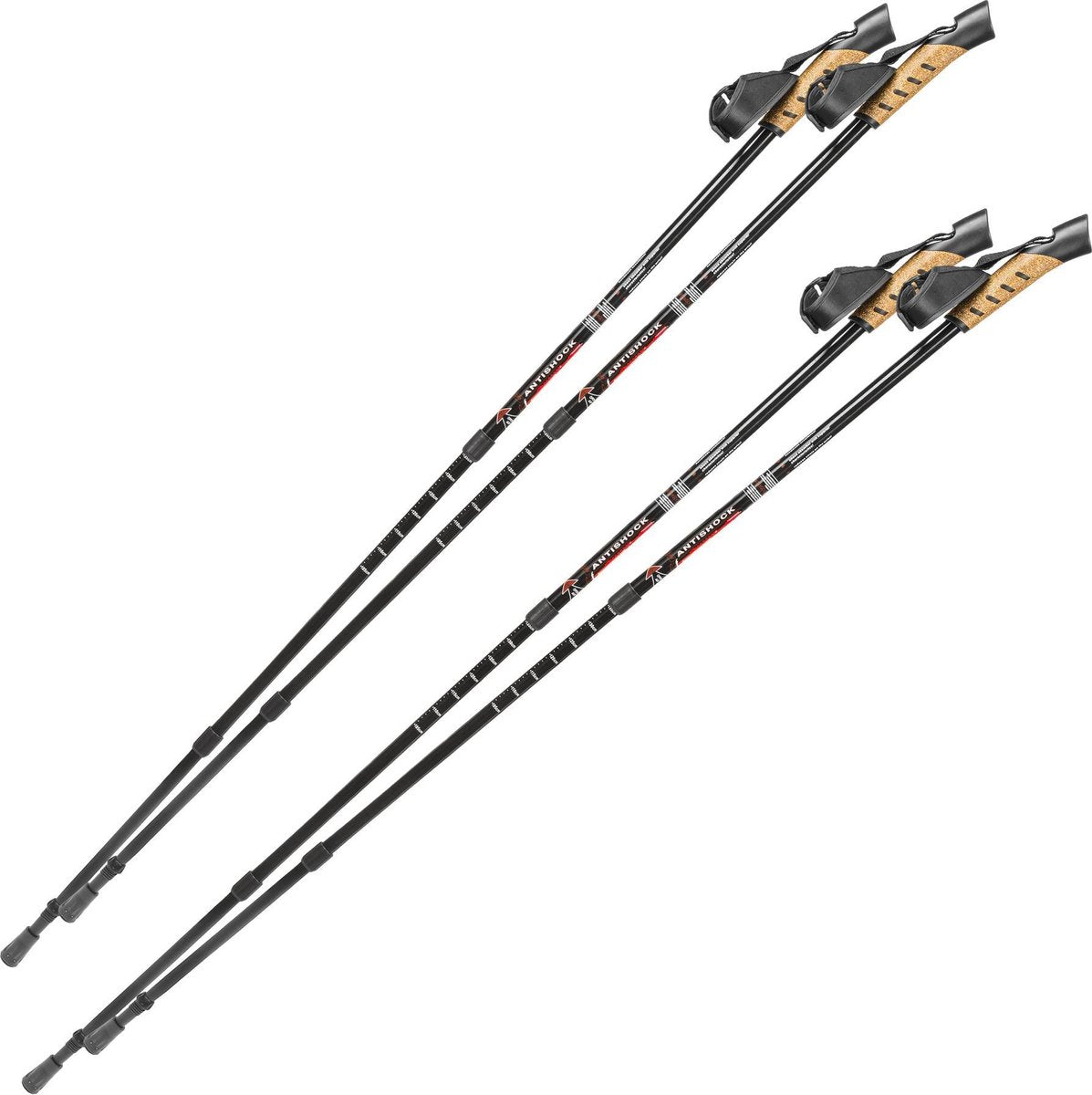 2 paar Nordic walking stokken antishock zwart 401976