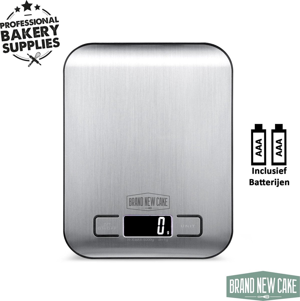 BrandNewCake® Keukenweegschaal - Tot 5kg - RVS