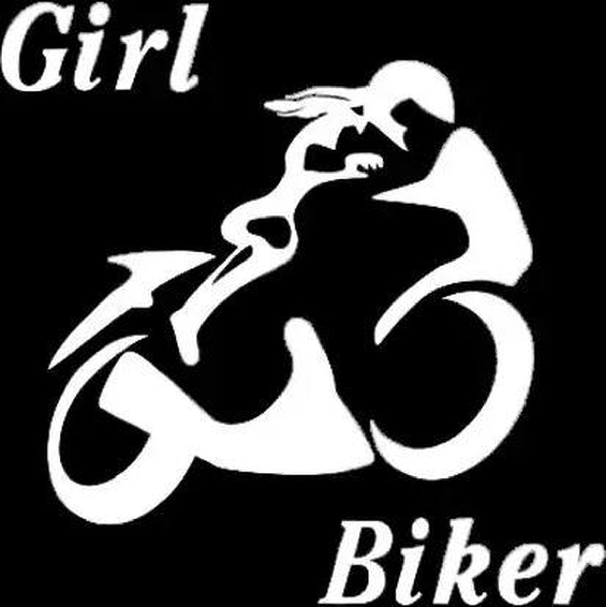 TT-product Girl Biker sticker 12 x 12 cm wit