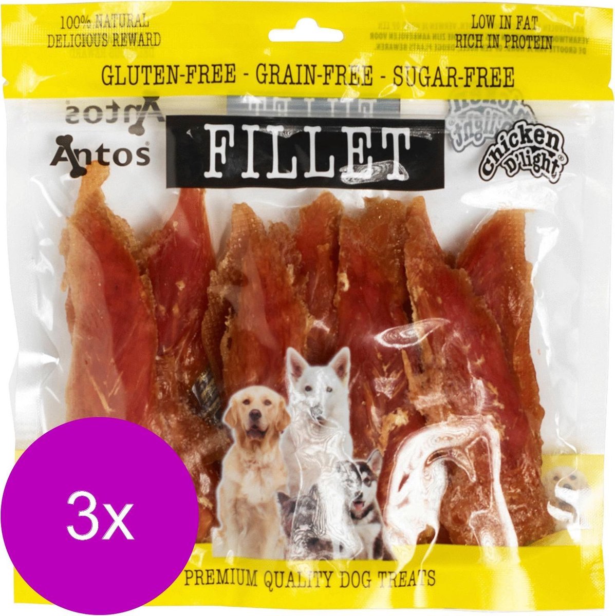 Antos Chicken D'Light Fillet - Hondensnacks - 3 x Kip 400 g