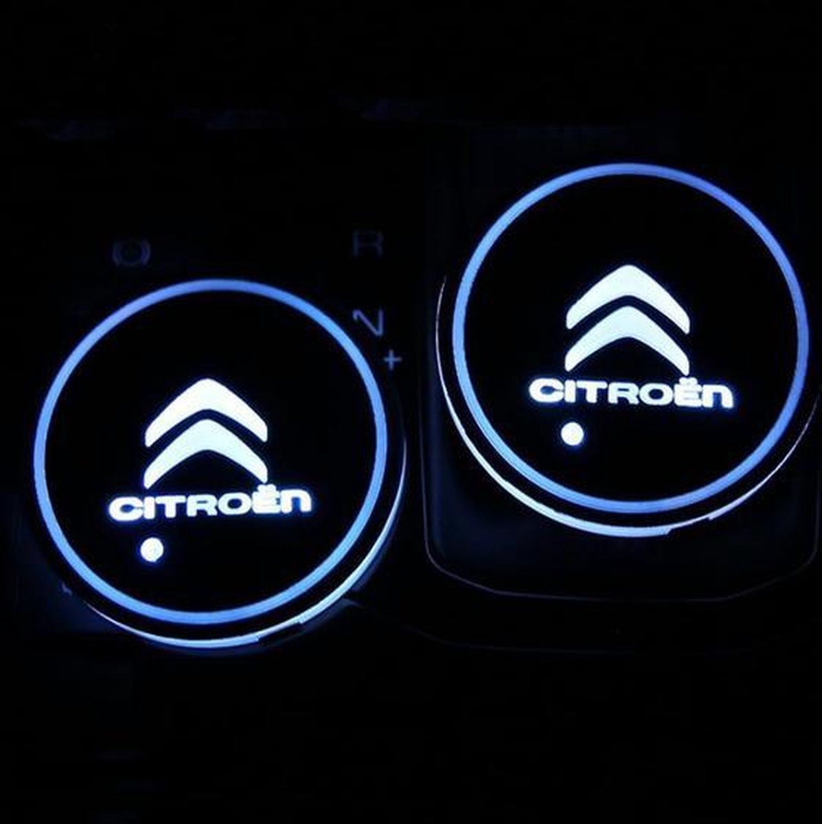 Coole Lichtgevende LED Onderzetters - Bekerhouders - Sfeerverlichting - LED Licht - Interieur Verlichting - 7 Verschillende Kleuren LED - Opladen via USB –  Citroën