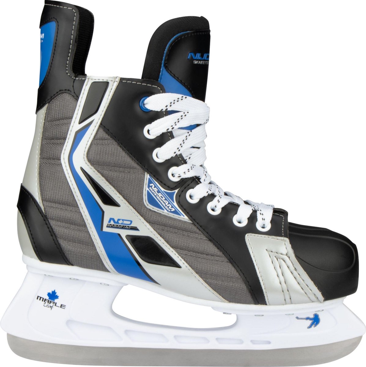 Nijdam IJshockeyschaats Polyester - Deluxe - Zwart/Grijs - Maat 38