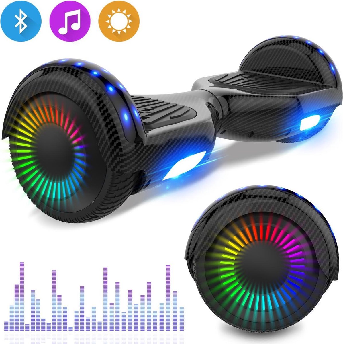 Evercross 6.5 inch Hoverboard met Flits Wielen - Zwart