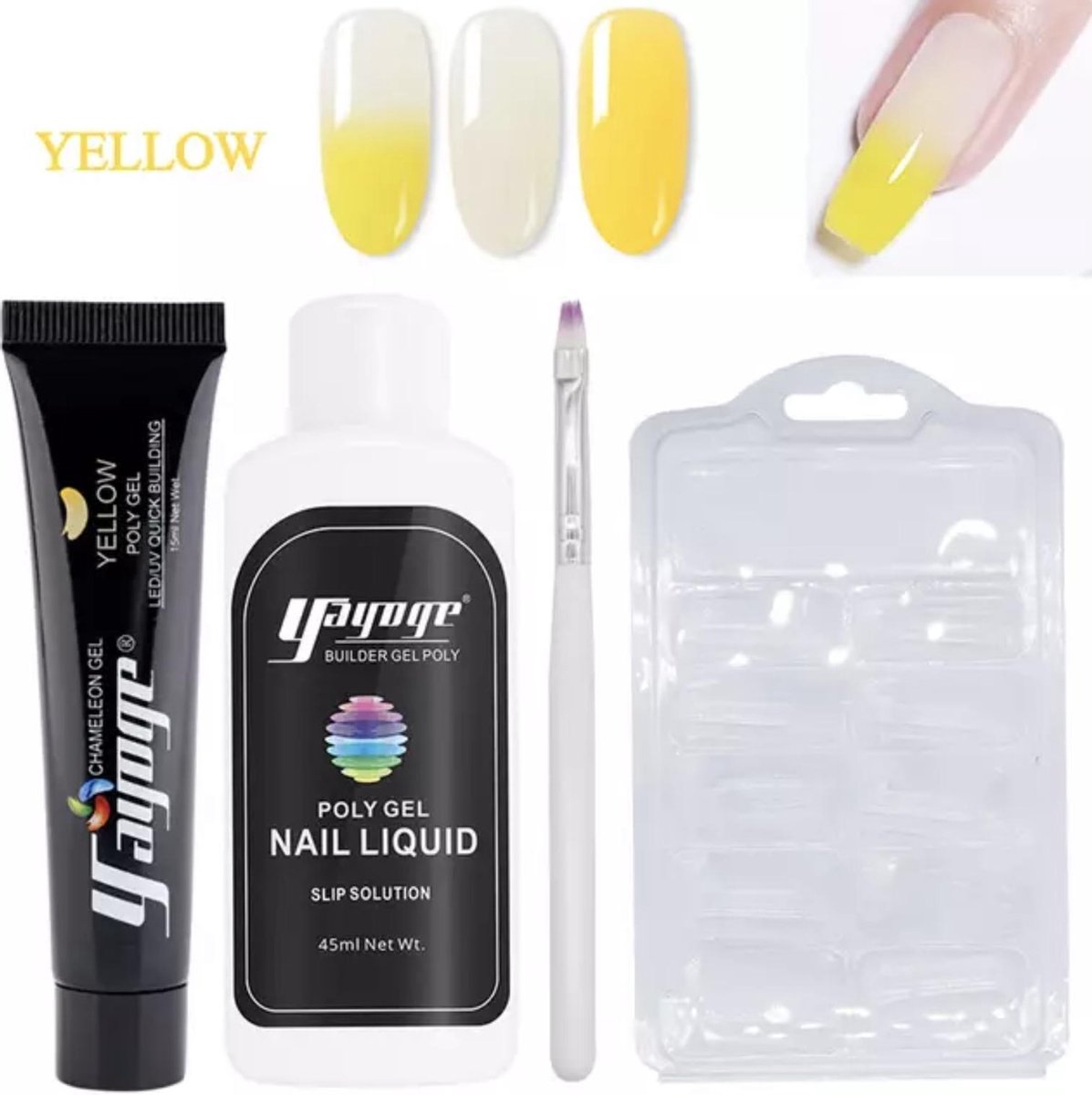 Yayoge chameleon polygel kleur geel zonder lamp polygel starterpakket polygel starters kit nail art