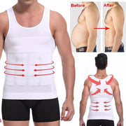 Corrigerend Hemd Mannen -Houding correctie hemd/shirt - Body Buik Shapewear Shirt -  Slim Waist Shaper - Figuurcorrigerend Correctie Ondershirt - Postuur Corrector . Maat L