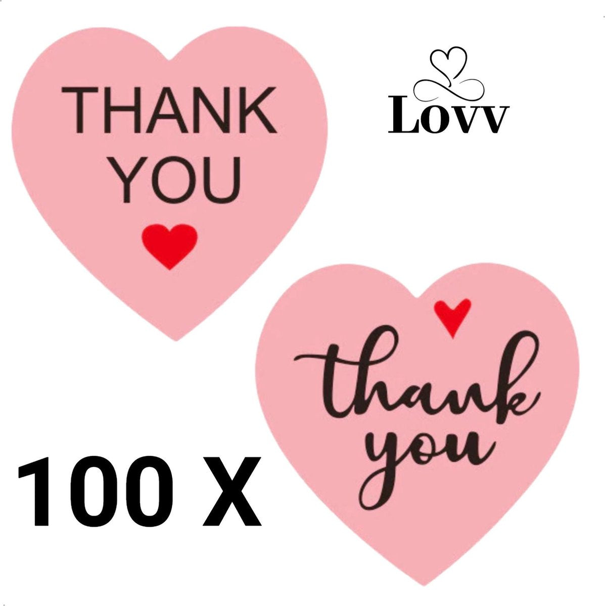 100 Stickers  Thank You in Hart-Sluitstickers