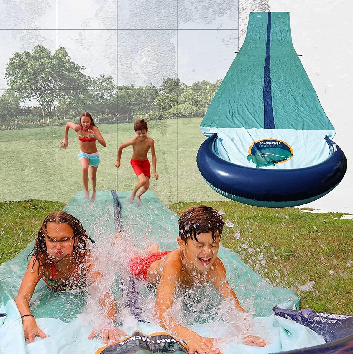 WaterGrijvaan - Zinaps XXL Waterglijbaan (950 x 160 cm) - Slip en dia gemaakt van duurzaam 0