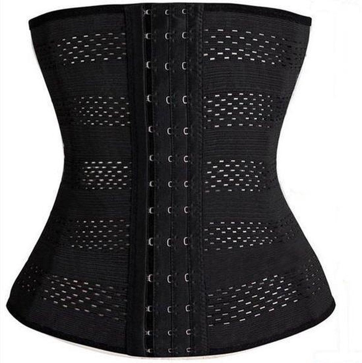 Waist Trainer 6 Haaks Zwart - S / Corset /  Steel Boned