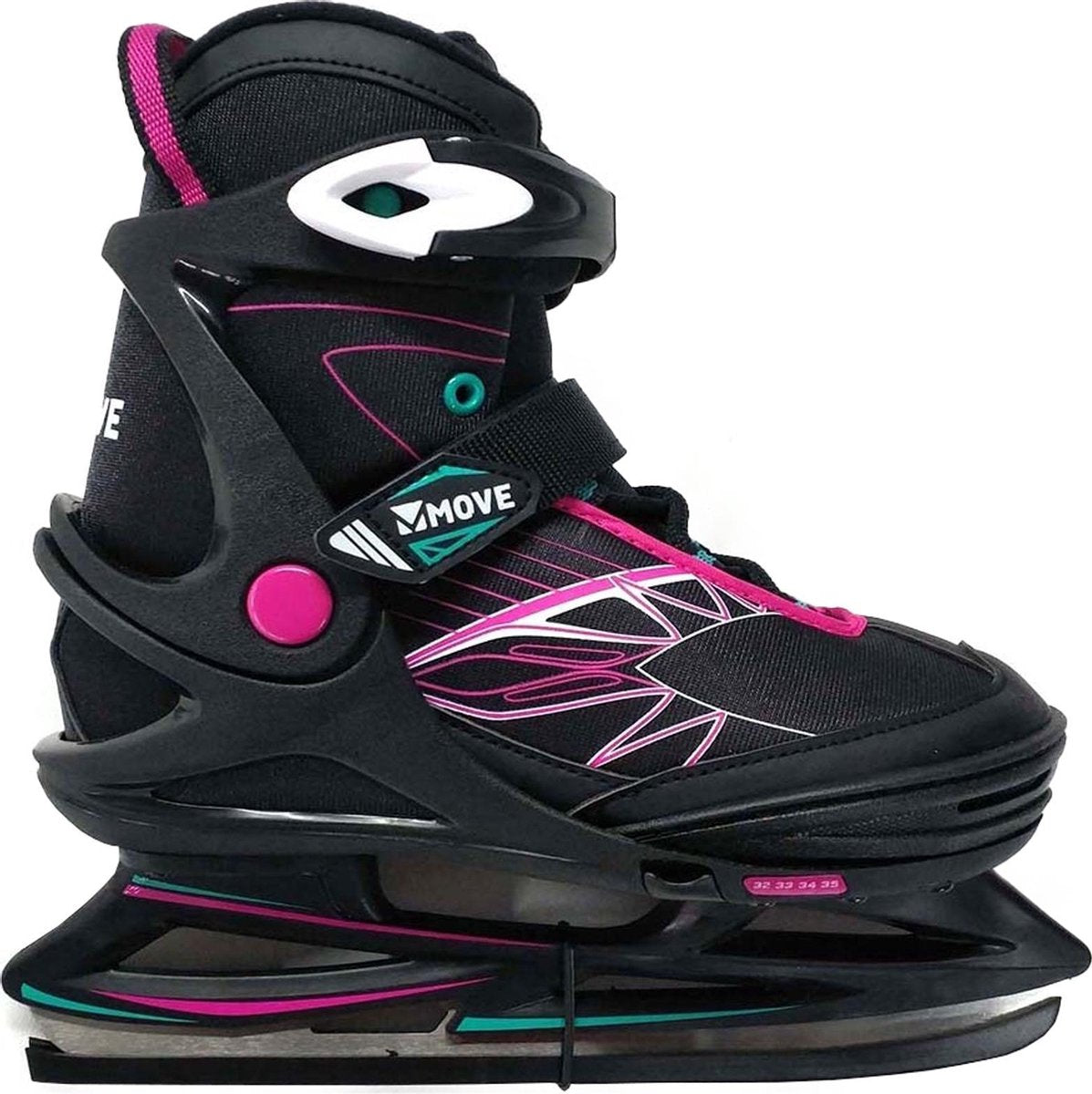 Move Schaatsen - Maat 35-38 - Meisjes - zwart/roze