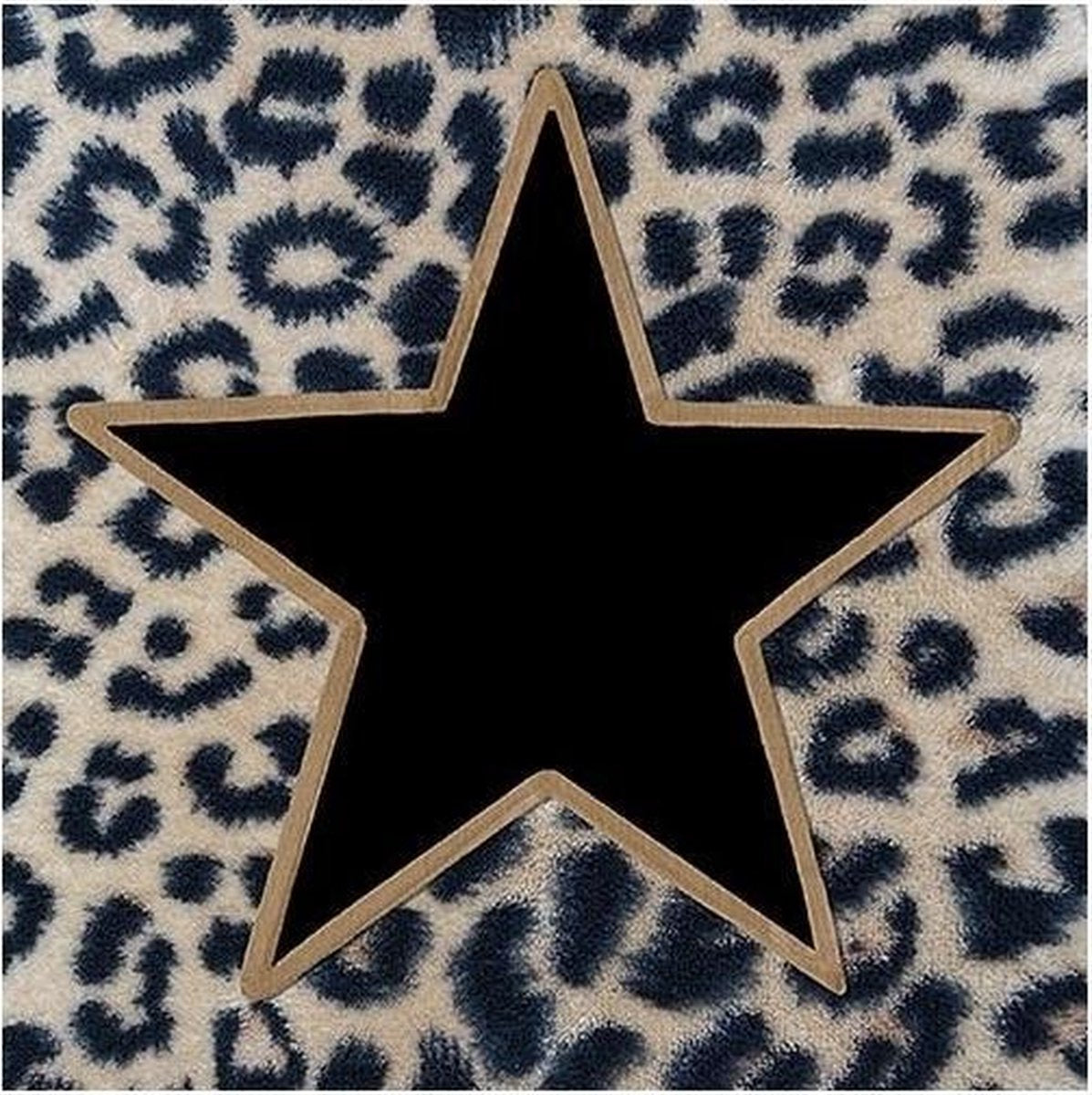 20x Panterprint servetten met zwart/gouden ster 33 x 33 cm - wegwerpservetten/kerstservetten
