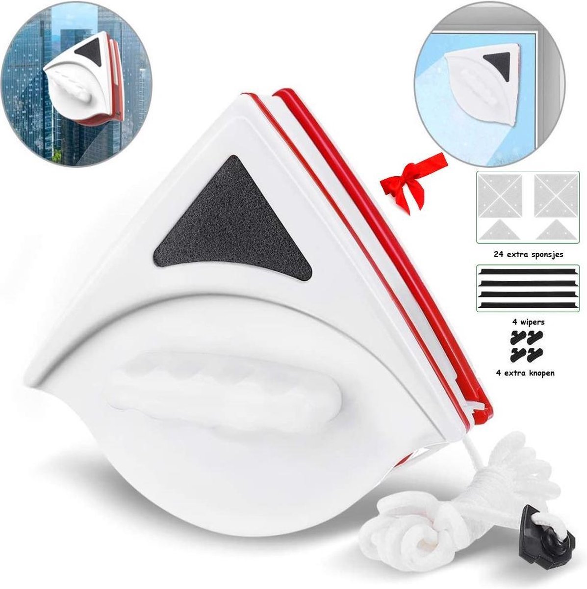 Magnetische raamwisser - ruitenreiniger - incl sponsjes