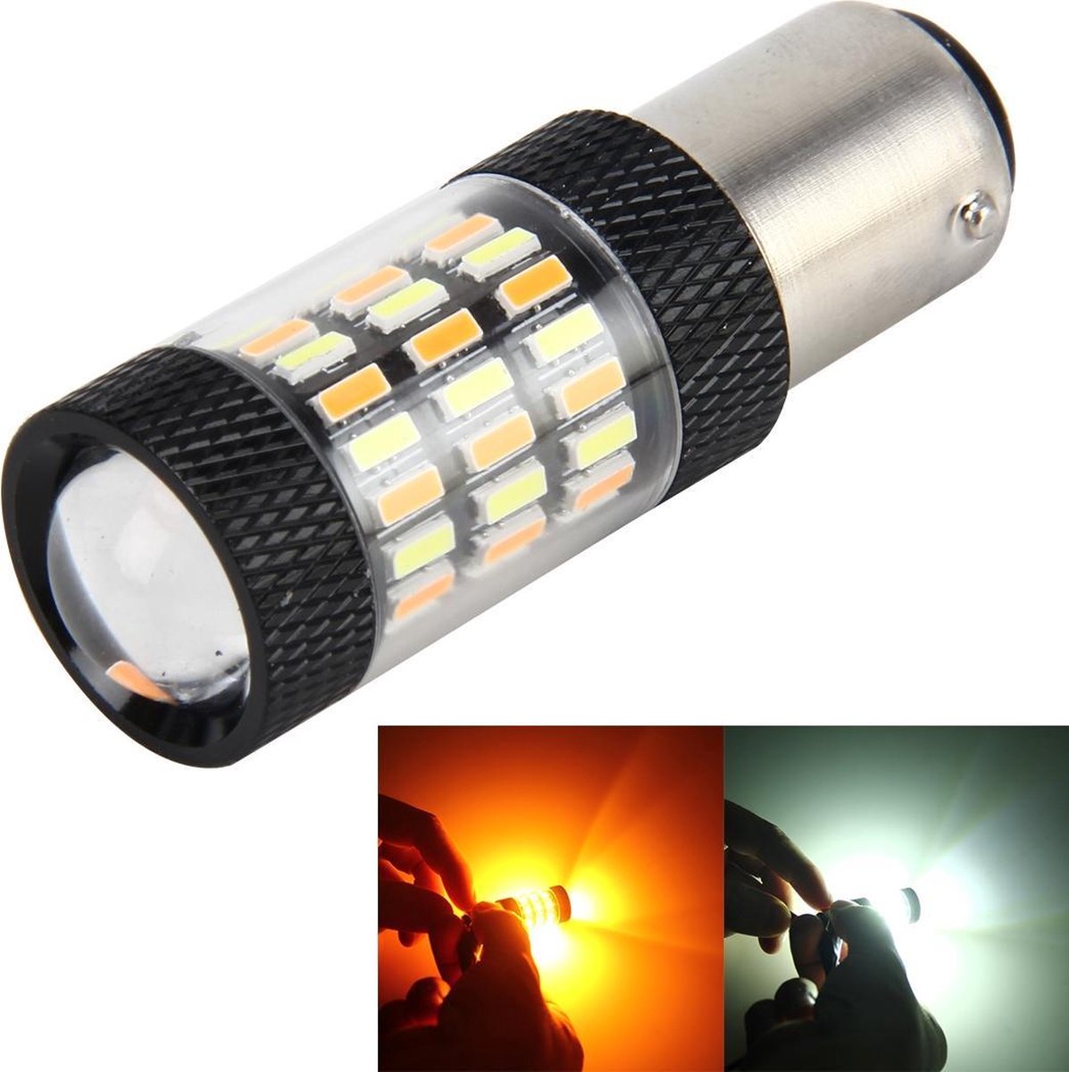 1157 / Ba15d 5W 450LM 60LEDs DC 12V SMD-4014 Auto Tail Bulb richtingaanwijzer Auto Reverse Lamp Daytime Turn Running Light Auto Source (White Light + Yellow Light)