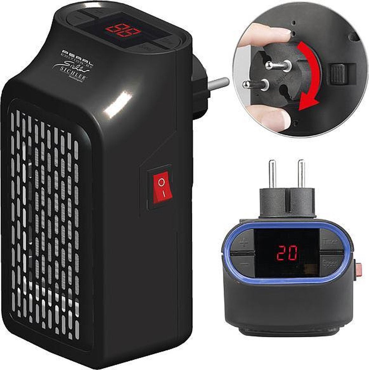 Stopcontact kacheltje / Plug-in heater 350W met timer | Camper & Caravan