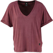 G-star port red soepel zijdezacht shirt materiaalmix wijde mouwen diepe v-hals - loose fit - Maat M