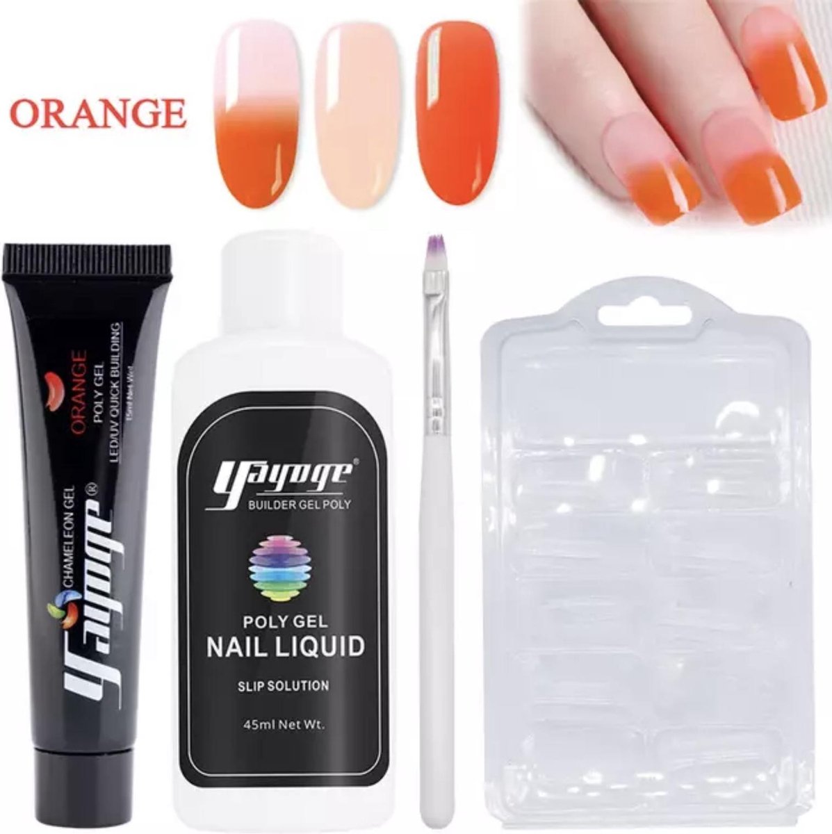 Yayoge chameleon polygel kleur oranje zonder lamp polygel starterpakket polygel starters kit nail art