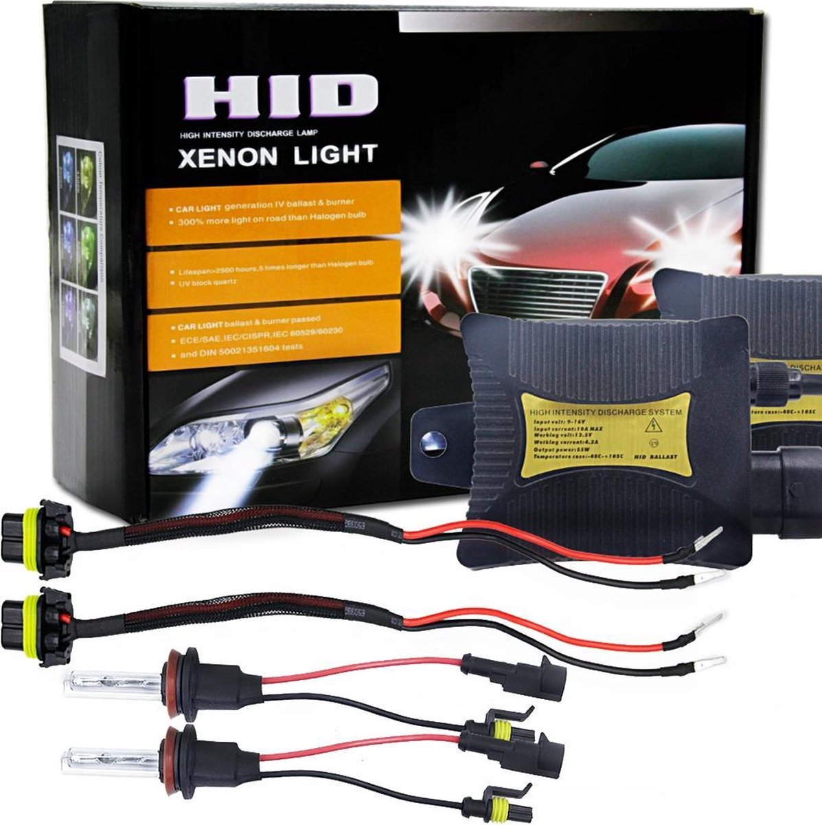 55W H8 / H9 / H11 4300K ​​HID Xenon-lichtconversiekit met slanke ballast Uitlaatlamp met hoge intensiteit
