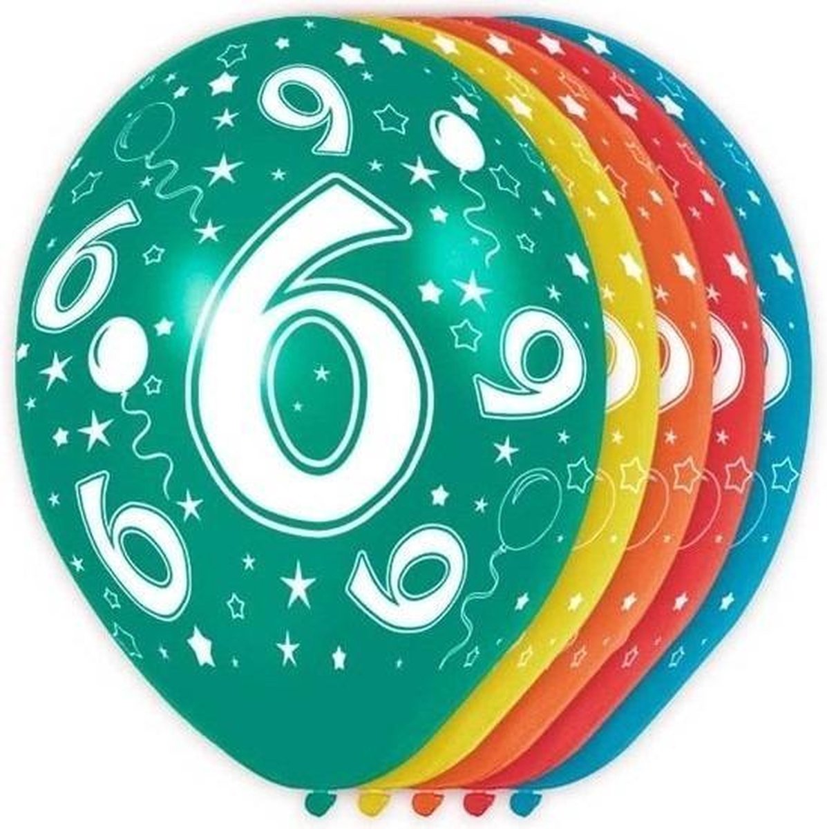 5x stuks 6 Jaar thema versiering heliumballonnen 30 cm