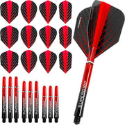 Dragon Darts – Harrows - Combi kit – Quantum – 3 sets darts shafts – 4 sets darts flights - Rood