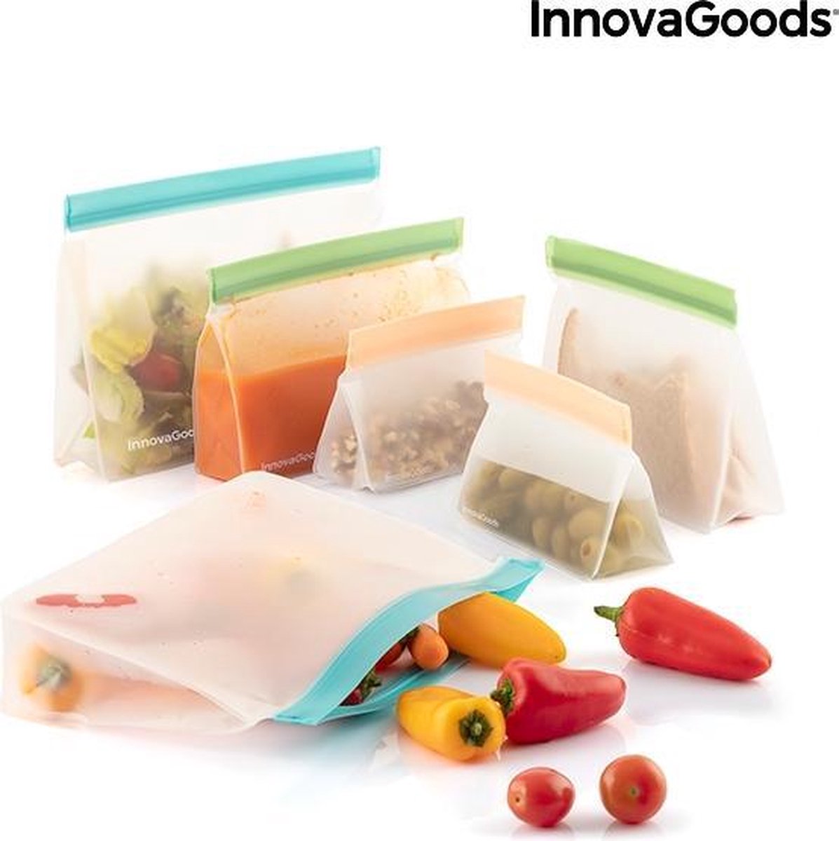 Innovagoods Herbruikbare Hermetisch Afsluitbare Zakken - set van 6