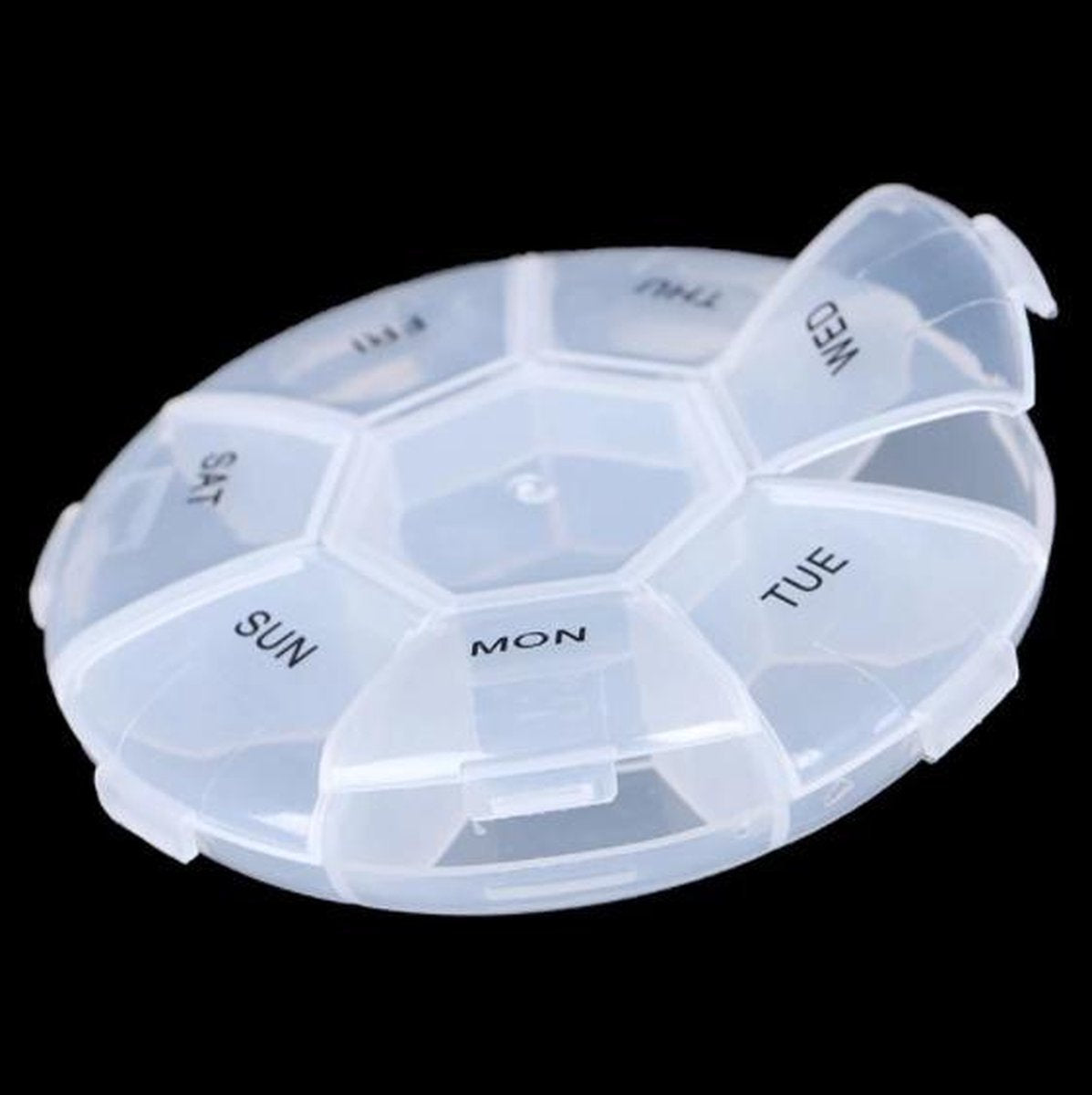 FSW-Products - Pillendoos - Rond - 7 Dagen - Medicijnen - Bewaardoos - Transparant - Pillendoosje - Pillen organizer - Opbergdoos voor pillen