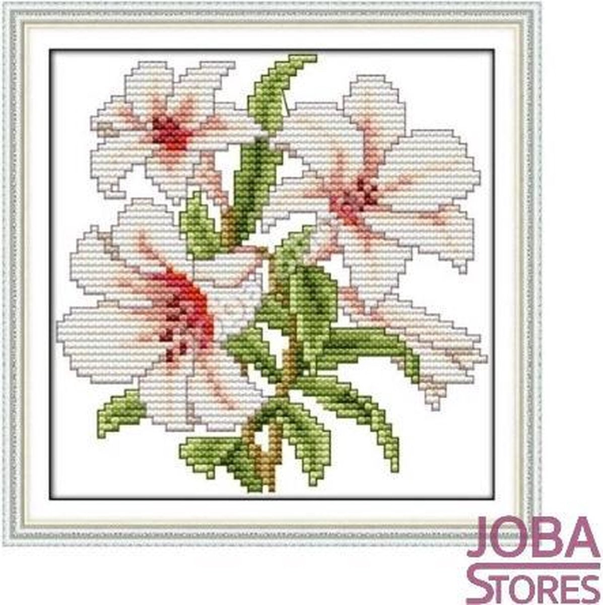 Borduur Pakket "JobaStores®" Bloem 002 11CT Voorbedrukt (21x21cm)