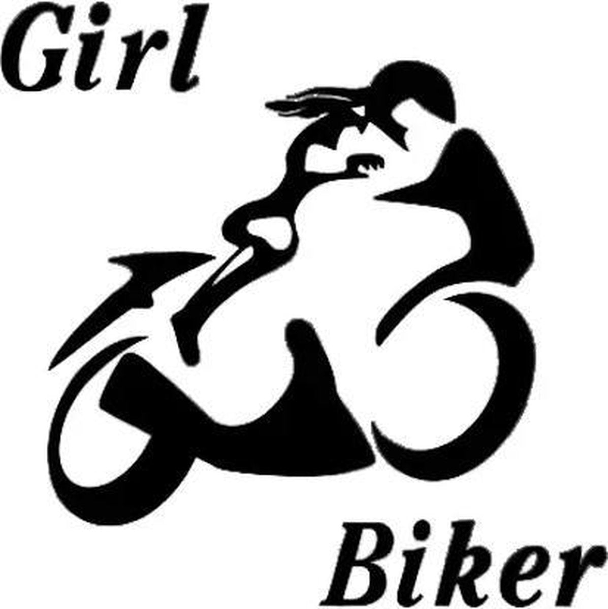 TT-product Girl Biker sticker 12 x 12 cm zwart