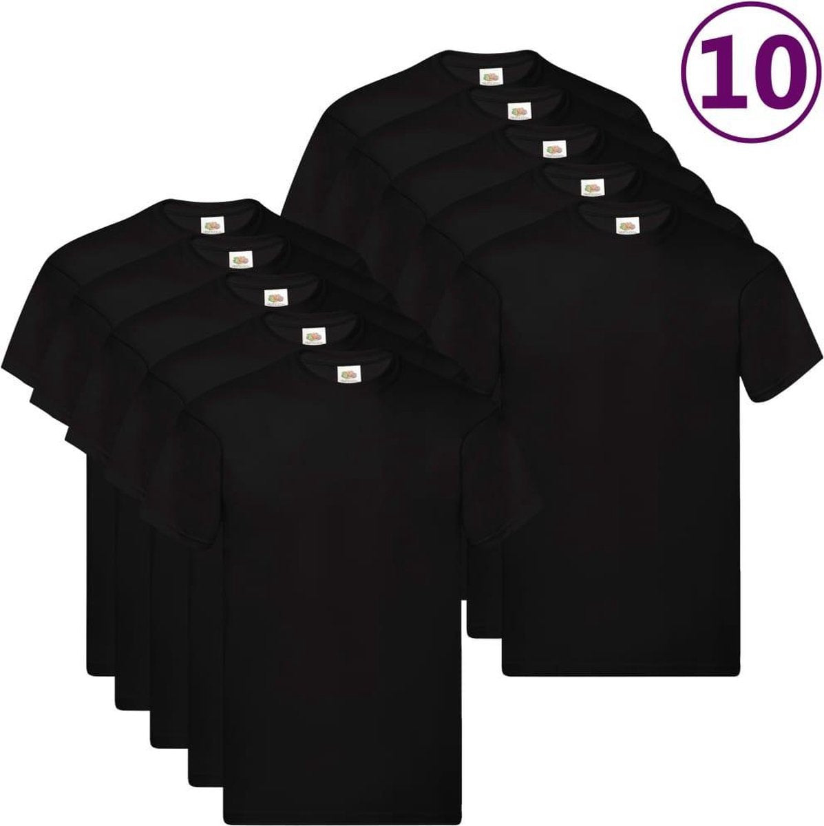 Fruit of the Loom T-shirts Original 10 st M katoen zwart