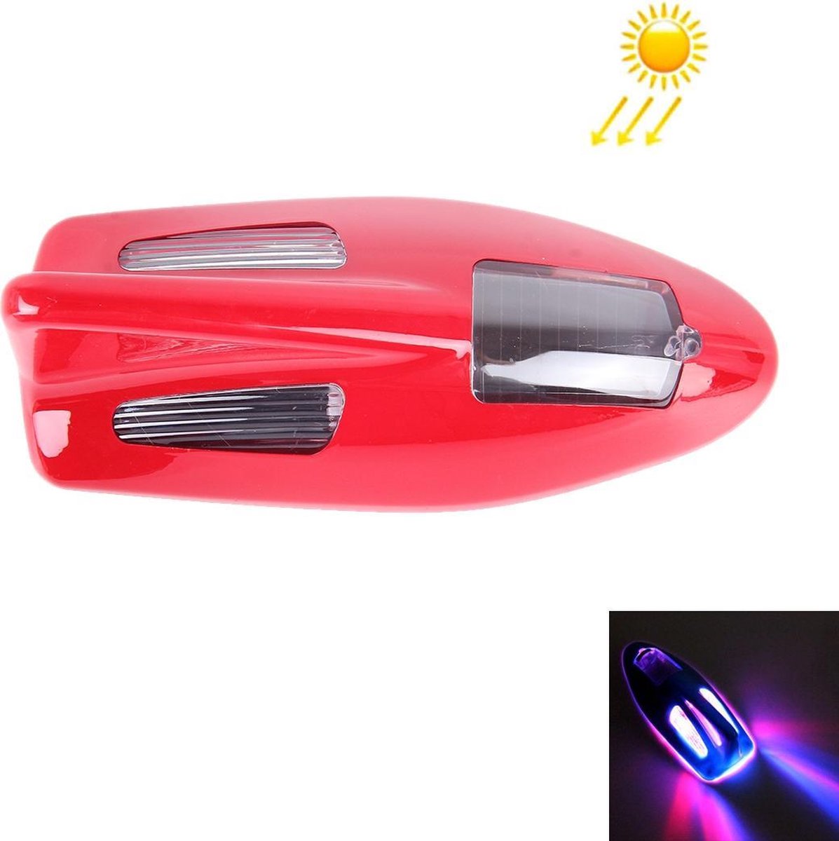 Zonne Kleurrijk Licht Anti Botsing Haaienvin Auto Achterlicht LED Flits Waarschuwingslampje Waarschuwingslicht (Rood)