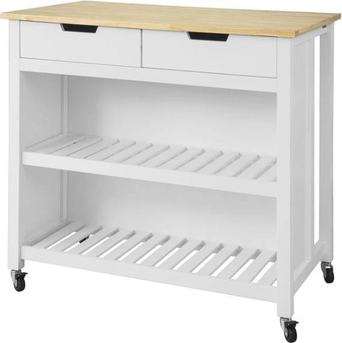 Simpletrade Keukentrolley - Keukeneiland - 2 lades - Uitbreidbaar tafelblad - Hout - 100x94x60 cm