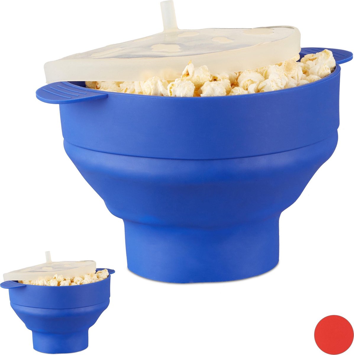 relaxdays 2 x popcorn maker silicone - magnetron - popcorn popper - opvouwbaar – silicone